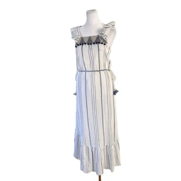 Saylor Striped Pom Pom Gretchen Midi Dress Size Small - Picture 8 of 14
